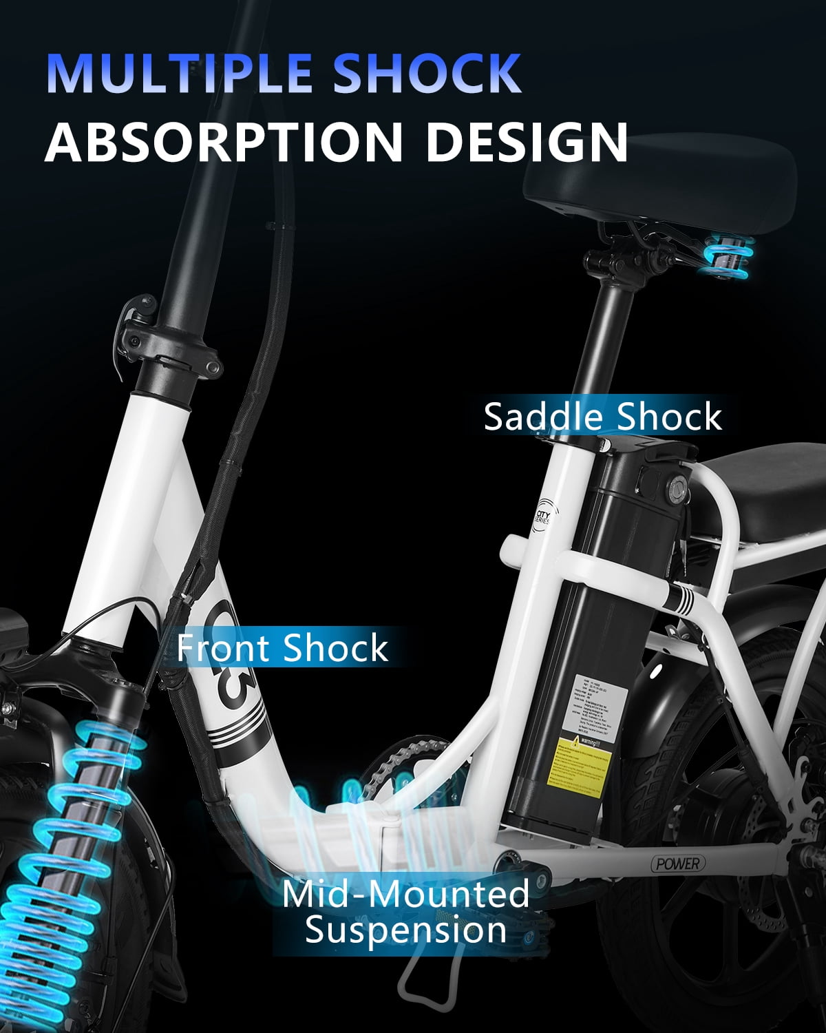 14" Folding Electric Bike, Ebike, Electric Bike 500W 48V 10Ah Built-in Battery 20MPH, 30+Miles,Multi-Shock Absorption, 3 Riding Modes, Commuting  UL 2849