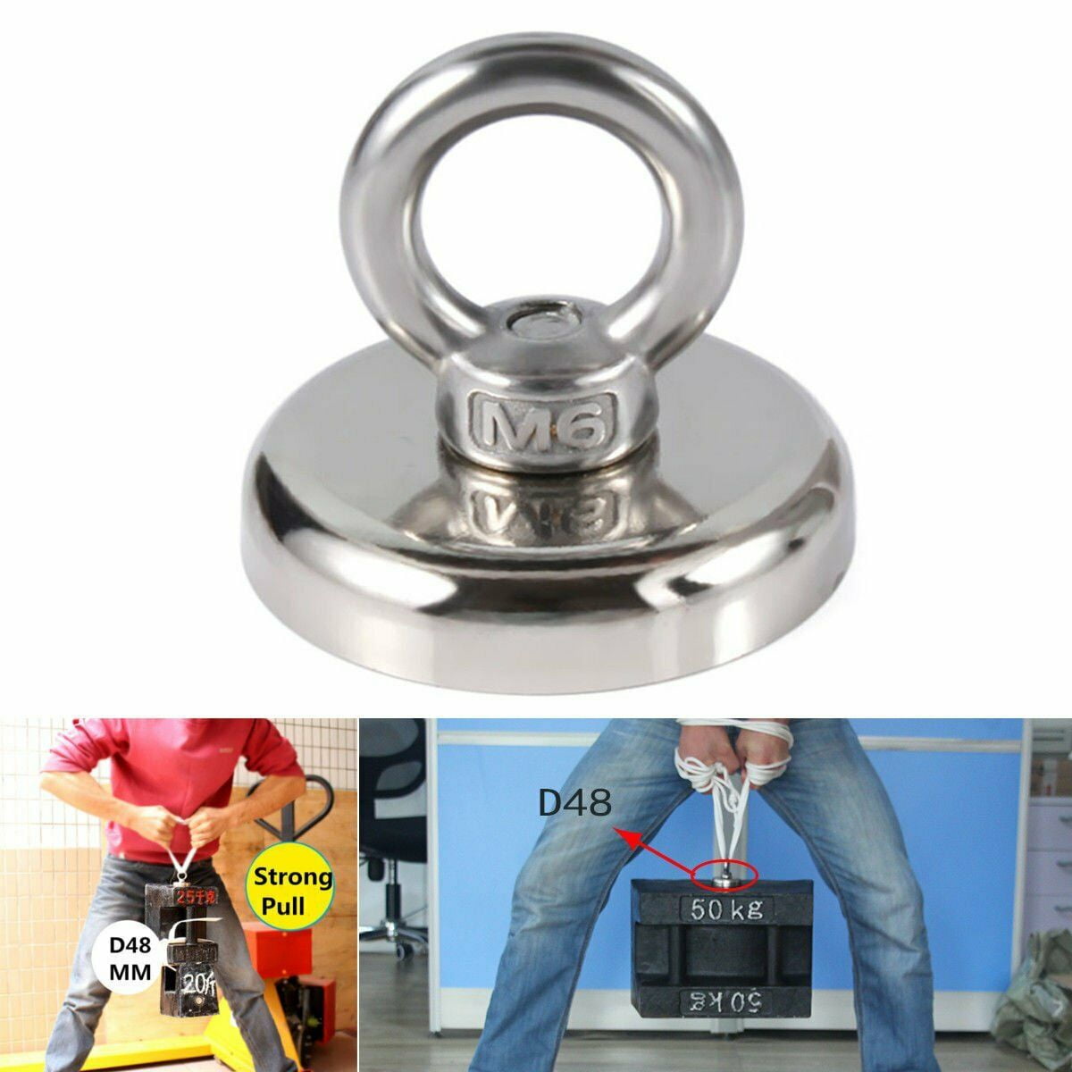 14-112KG Salvage Strong Recovery Magnet Neodymium Hook Treasure Hunting Fishing 