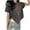 Gray, variant on Womens Solid-color Drawstring Round-neck Short-sleeved Casual Top T-shirt