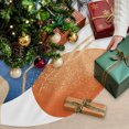 thumbnail image 3 of Navy Blue Burnt Orange Christmas Tree Skirt 36 Inches, Modern Retro Geometric Boho Xmas Trees Skirt Mat Cover Decorations for Holiday Party Indoor Outdoor, 3 of 9