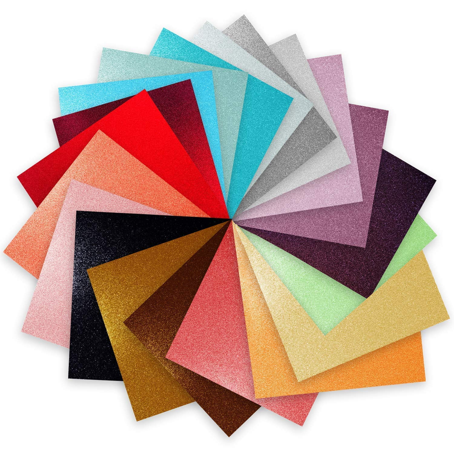 Glitter Self Adhesive Vinyl Sheets 6 X 6 20 Pack Assortment Craft Vinyl For Cricut