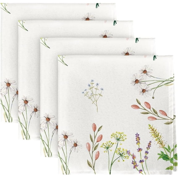 Square Tablecloth 52×52 Inch Spring Table Cloth Small Floral Cloth Tablecloths Indoor Outdoor Washable Wrinkle Free Stain Resistant Waterproof Fabric Table Cover for Square Tables Kitchen Dining Room