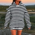 thumbnail image 2 of Miluxas Women's Casual Hoodies Long Sleeve Striped Print Lightweight Pullover Tops Basic Loose Comfy Sweatshirts with Pocket Black XL(XL), 2 of 5