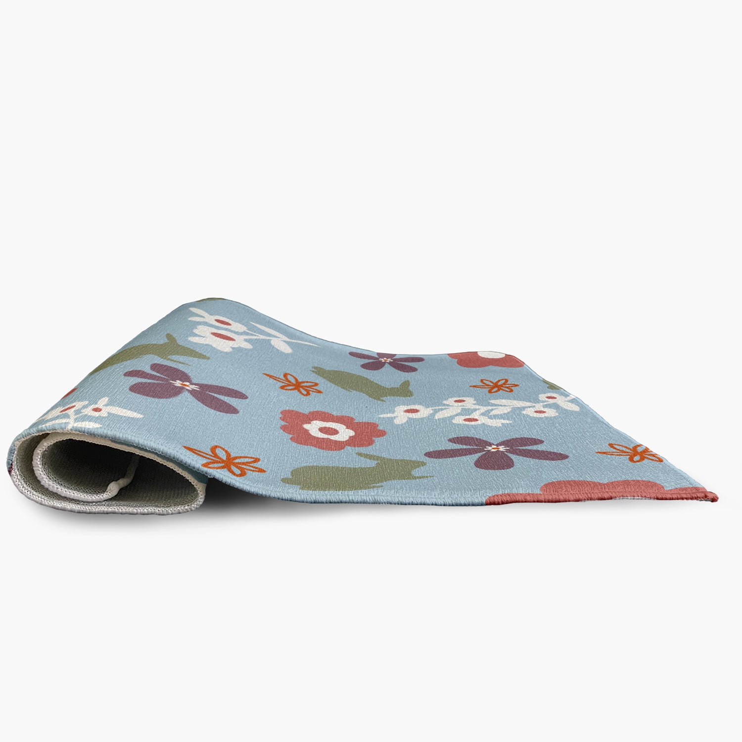 3' x 5' Simply Daisy Flowery Love with Bunnies Traditional Chenille Area Rug, Lighter than Air Blue