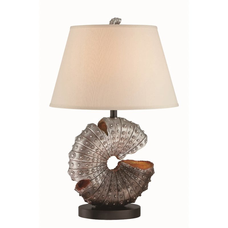 Lite Source Nautilus Table Lamp in Aged Silv Sea Shell