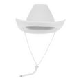 thumbnail image 3 of Sombrero de vaquero de fieltro blanco, gorra de vaquero de fiesta en blanco con correa ajustable para el cuello, 3 of 7