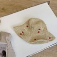 thumbnail image 4 of Sombrero de pescador con forma de cereza, bonito sombrero de pescador con circunferencia de cabeza de 56 a 58 cm, sombrero de protección solar para mujer, sombrero de paja para playa y, 4 of 5
