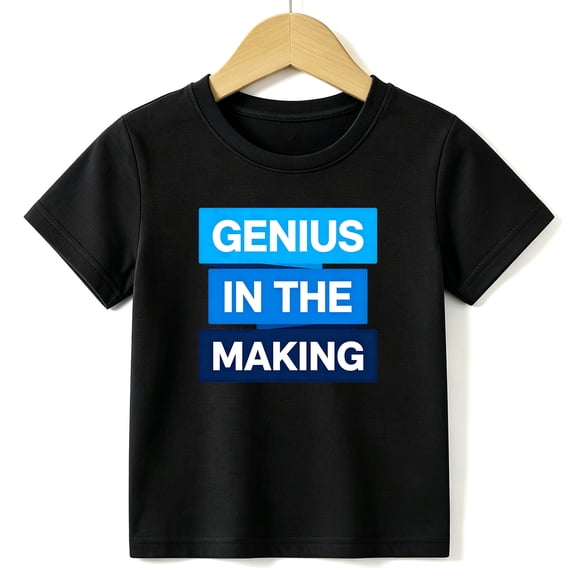 Boys Graphic Tees Genius In Making Kids T Shirt School 100% Cotton Short Sleeve Soft Tops 4-13Y Black
