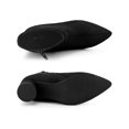 thumbnail image 4 of BLISSFUL STEP Women's Pointy Toe Side Zip Block Heel Ankle Boots Black 6.5, 4 of 7