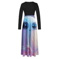 thumbnail image 3 of Dress for Women Casual,3/4 Sleeve Dress,Womens Fashion Printed Long Sleeve Round-Neck Pullover Patchwork Dress, 3 of 5