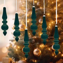 EGYMEN Velvet Hanging Ornament, Unique Cone-Shaped Velvet Decor, Soft Flocked Christmas Decoration, Festive Tree or Table Hanging Accessory(Green)