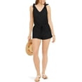 thumbnail image 2 of MIKEN Women's Black Stretch Drawstring Terry Deep V Neck Pocketed Swimsuit Cover Up XS, 2 of 3