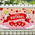 thumbnail image 5 of Romantic Red Happy Birthday Banner with Cupids Hearts Bows for Birthday Party Valentine s Day Party Decorations Photo Backdrop Background Party Supplies Decor, 5 of 8