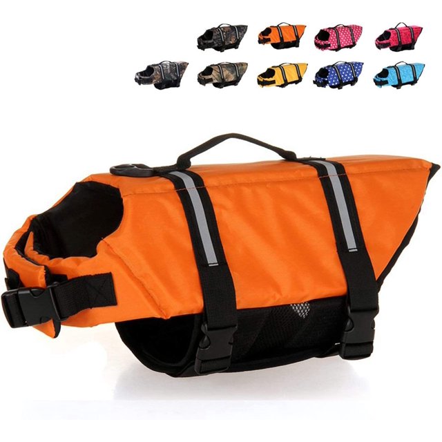 HAOCOO Dog Life Jacket Vest Saver Safety Swimsuit Preserver with Reflective Stripes/Adjustable Belt Dogs?Orange,S