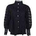 thumbnail image 4 of NANAHuang Womens Elegant Lace Turtleneck Tops Casual Victorian Blouse Renaissance Steampunk Shirts Puff Sleeve Button Down Tops, 4 of 7