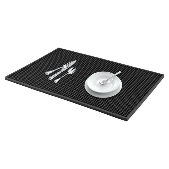 Unique Bargains Silicone Dish Drying Mat for Kitchen Counter Black 17.7*11.8*0.4 inch
