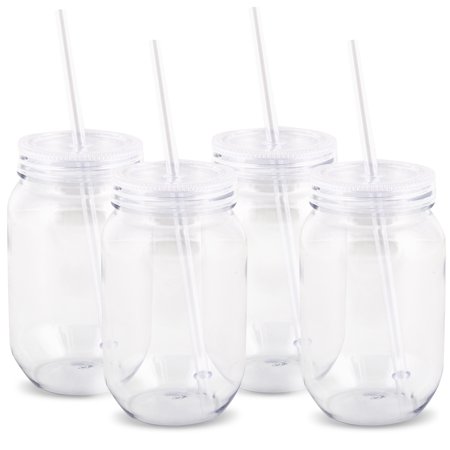 Party Supplies - Plastic Mason Jars 16oz. (12)