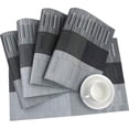 thumbnail image 2 of Juego de 4 manteles individuales, manteles individuales de plástico premium fáciles de limpiar para mesa de comedor, mesa de cocina (negro+gris), 2 of 4
