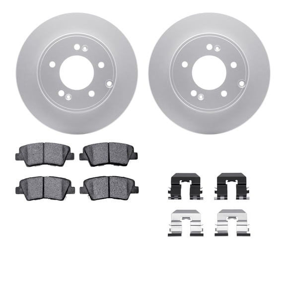 Dynamic Friction Company Rear Geospec Brake Rotors with 5000 Advanced Brake Pads includes Hardware 4512-03128