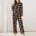 thumbnail image 2 of Vsdgher Pumpkin And Flying Bat Pajamas Set Long Sleeve Sleepwear Womens Button Down Nightwear Pj Sets-X-Large, 2 of 7