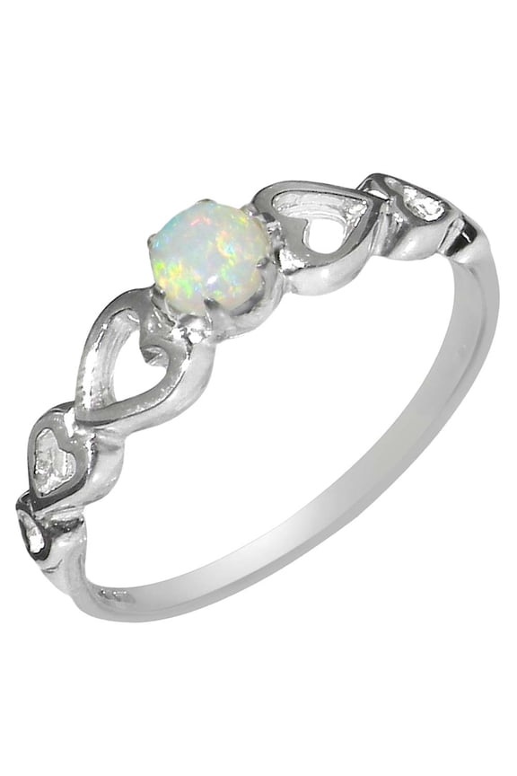 LBG British Made 925 Sterling Silver Natural Opal Womens Solitaire Ring - 33 size options - Size 5