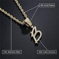 thumbnail image 5 of Giorgio Bergamo Stainless Steel Gold Plated Hip Hop Initial Pendant, Micro Pave CZ Cubic Zirconia, Rope Chain, A- Z 26 Letter Alphabet Unisex Mens Womens Necklace, T, 5 of 7