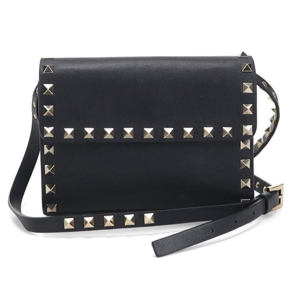 Pre-Owned Valentino Rockstud Crossbody Shoulder Bag, Women's, Black
