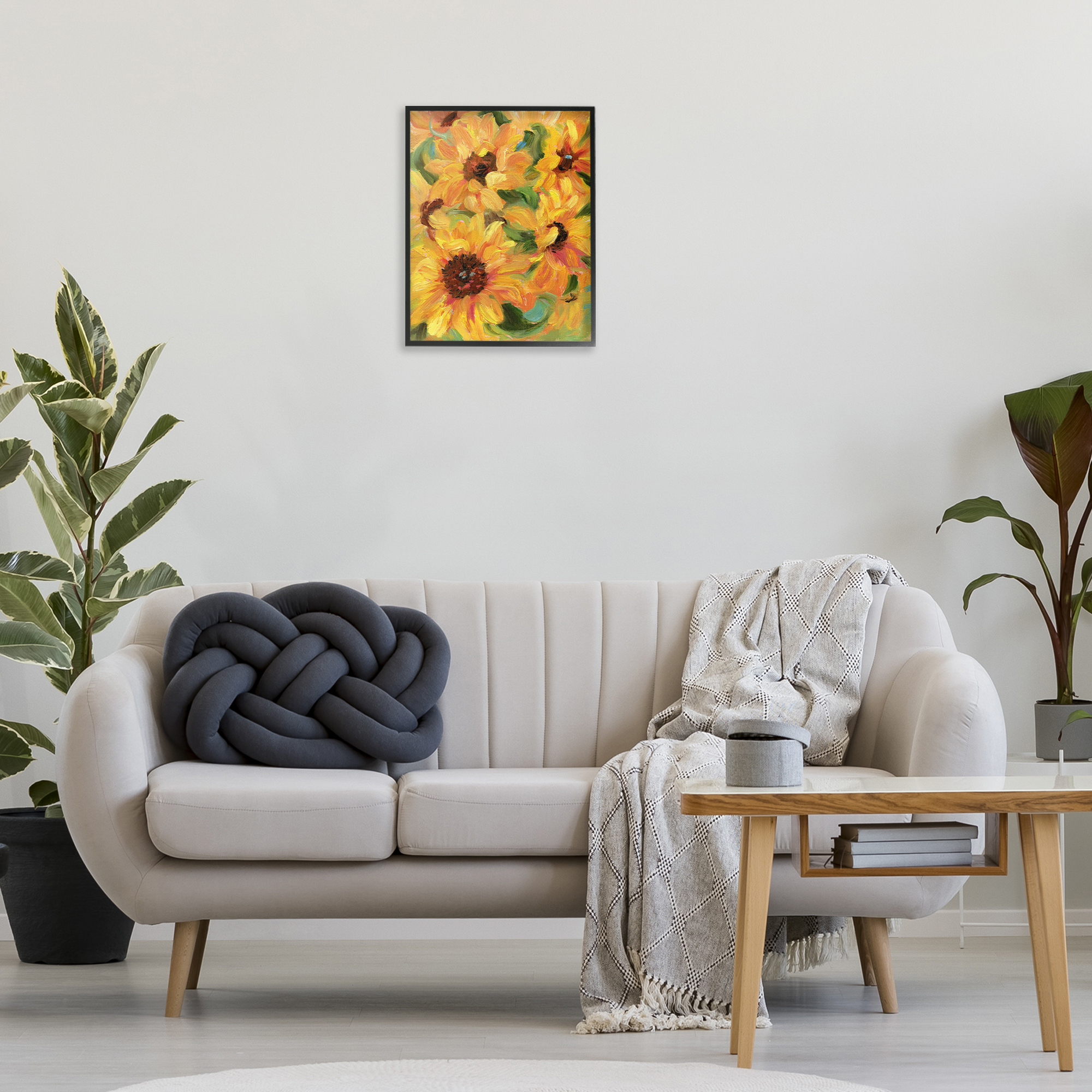 Stupell Industries Sunflower Bunches Pattern Botanical & Floral Painting Black Framed Art Print Wall Art, 16 x 20