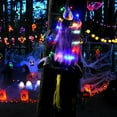 thumbnail image 2 of DAKIMOE Halloween Decoration Outdoor Witches Crashing Into Tree with Colorful LED Lights Crashed Witch Props Halloween Hanging Decorations for Indoor House Outdoor Yard Patio Decor 44''x33'' Purple, 2 of 6