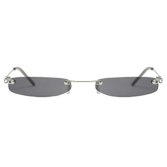BRIGHTFUFU Negro con lente gris Gafas de sol de moda Gafas de fiesta de forma cuadrada pequeña Gafas de protección UV Accesorios delicados para dama Hombre