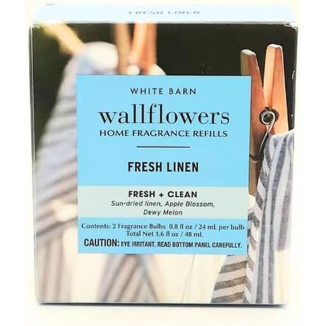 Recharges de Parfum d'Intérieur Grange Blanche + Wallflowers 2 Ampoules (Lin Frais), Clair