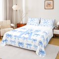 thumbnail image 1 of Erosebridal Monogrammed R Bed Sheets Full,Cute BowknotBedding Sets Full Size,Blue White Sheet Set Full,Microfiber Room Decorative,4-Piece, 1 of 7