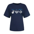 thumbnail image 6 of Penkiiy Happy Hanukkah Shirt Women Chrismukkah Shirt Cat Candle Shirt Love and Light T-Shirt Festival Short Sleeve Tops Navy, 6 of 7