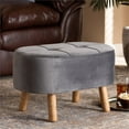 thumbnail image 6 of Bowery Hill Grey Velvet Fabric Upholstered Wood Ottoman, 6 of 8