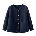 thumbnail image 4 of Tdoqot Womens Fleece Jacket Coats- Winter Loose Fit Casual Warm Button Down Midweight Jackets Navy Size M, 4 of 6