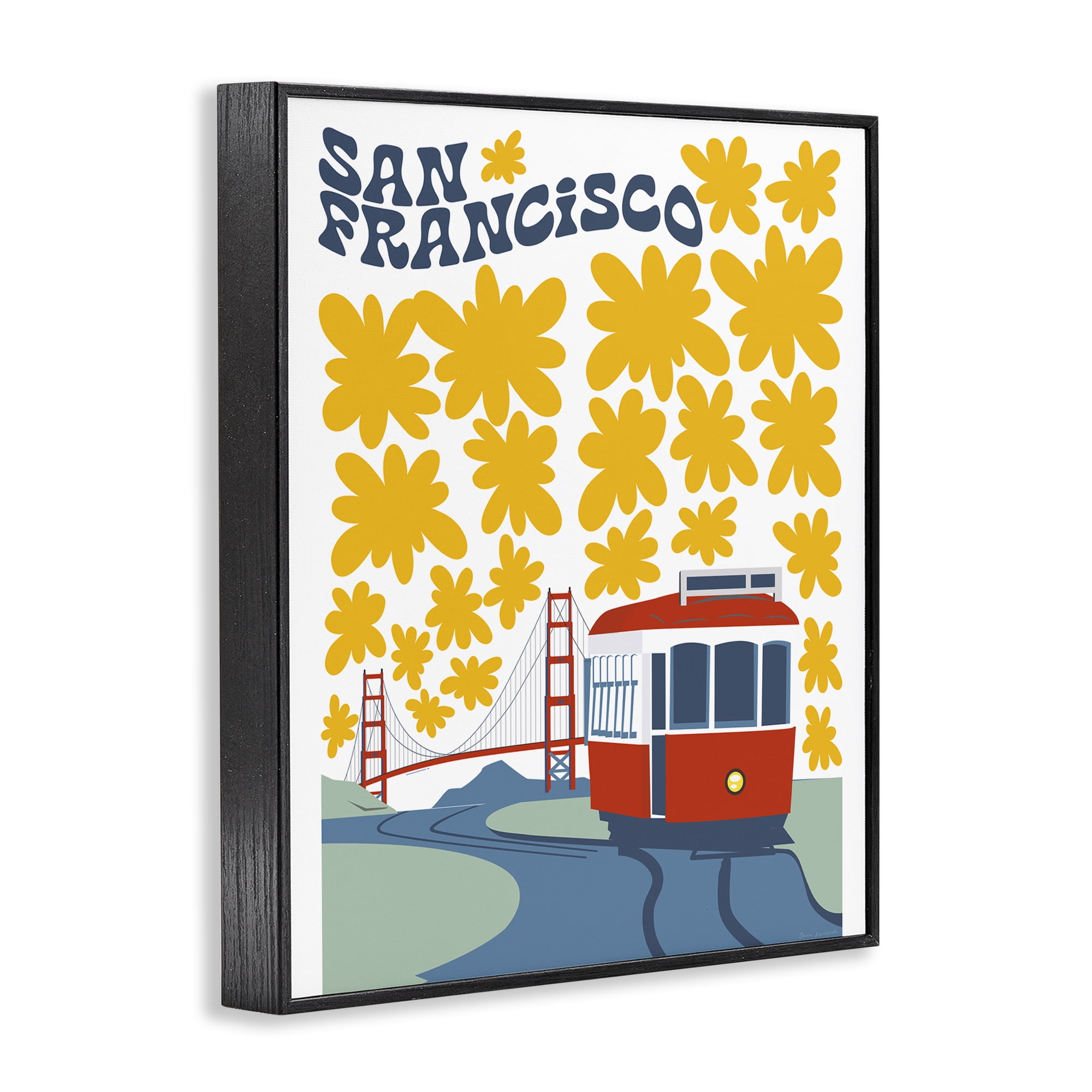 Stupell Industries San Francisco Trolley Black Framed Giclee Art, design by Omar Escalante