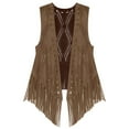 thumbnail image 2 of Cardigan Sweaters For Women Gothic Cowboy Sleeveless Long Tassel Vest Music Tank Tops Cardigan Jacket Polyester Print Cardigan Outerwear Jackets 1Pc Brown Xl Sweaters For Women, 2 of 8