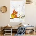 thumbnail image 2 of Music Tapestry, Singing Orange Bird Plays the Guitar on a Branch Cartoonish Illustration, Wall Hanging for Bedroom Living Room Dorm Decor, 60W X 80L Inches, White and Multicolor, by Ambesonne, 2 of 5