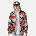 thumbnail image 4 of Kll Skull And Roses Print Men'S Women’s Upf 50+ Sun Protection Outdoor Hoodie Jacket Long Sleeve Fishing Hiking Performance Shirt- X-Large, 4 of 8