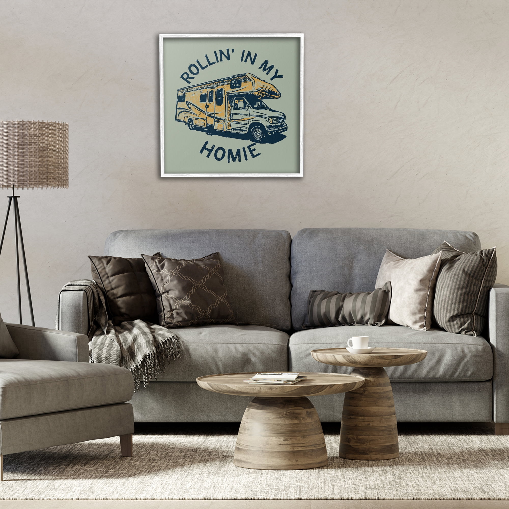 Stupell Industries Rollin' In My Homie Transportation Painting White Framed Art Print Wall Art, 24 x 24