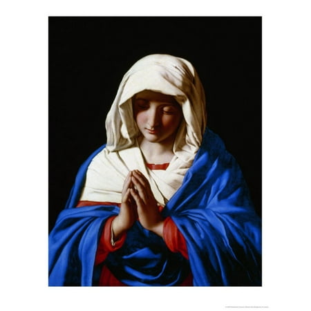 Mara Painting - The Virgin in Prayer, 1640-50 Italian Baroque Painting of the Virgin Mary Print Wall Art By Giovanni Battista Salvi da Sassoferrato