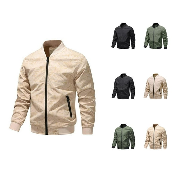 Jackets for Men 2025 Long Sleeve Lightweight Breathable Zip Up Casual Outdoor Jacket with Pockets Outerwear