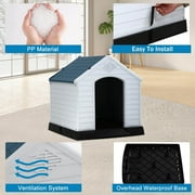 Plastic Dog House 28 inch Indoor Outdoor Dog Houses with Elevated Floor, All Weather Waterproof Doghouse, Easy to Assemble,Ventilation Design Pet House