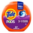 thumbnail image 2 of Capsules de détergent à lessive Tide PODS, détachant, éliminateur d’odeurs et protège-couleur 3 en 1, compatible avec les laveuses HE, parfum Prairie fleurie, 57 capsules, 2 of 24