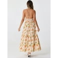 thumbnail image 3 of DARING DIVA Women's Halter Sleeveless Boho Floral Maxi Dress S Apricot, 3 of 6