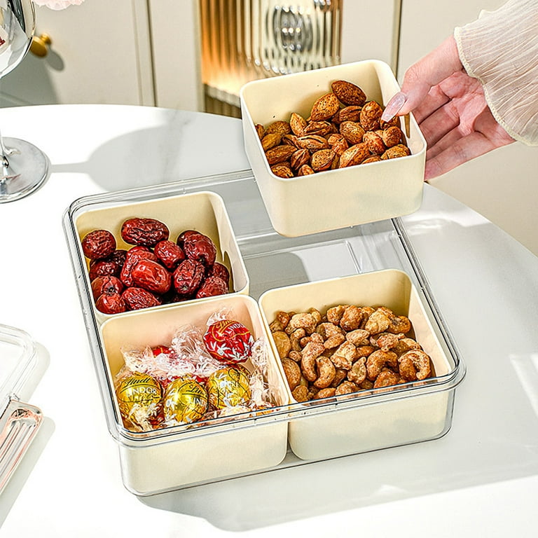 Waroomhouse Divided Snack Tray Divided Food Serving Tray Snack Box  Container with Clear Lid Large Capacity Food Grade Secure Seal Fruit  Vegetable