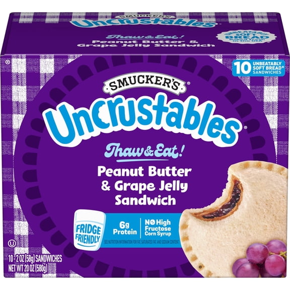 Smucker’s Uncrustables Peanut Butter & Grape Jelly Sandwiches, 10 Count (Frozen)