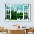 thumbnail image 3 of wall26 Canvas Print Wall Art Window View Green Forest Lake Snowy Mountains Wilderness Nature Photography Realism Scenic Landscape Colorful Multicolor for Living Room, Bedroom, Office - 32"x48&qu, 3 of 5