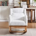 thumbnail image 2 of Rocking Chair Nursery with Waist Pillow, 27.2"W Modern Upholstered High Back Accent Lounge Chair Armchair with 2 Side Pockets, Nursery Rocker Glider Wingback Chair for Living Room Bedroom, Ivory, 2 of 7