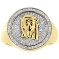 thumbnail image 2 of Diamond Pinky Ring Jesus Face 3D Medallion Mens Circle Top Pave Band 0.50 Ct., 2 of 5